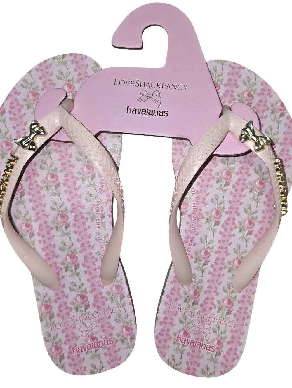 Havaianas X LoveShackFancy Ballet Rose Flip Flops Size 11/12C NWT